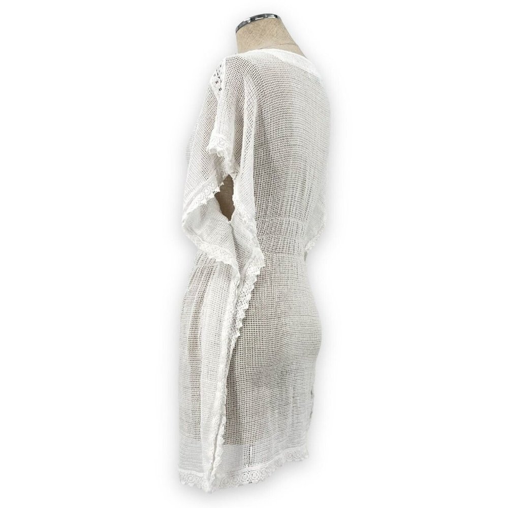 SEASPICE RESORT WEAR Mesh Cover Up Size S Classic Crochet Dress Beach Pool White - Picture 9 of 13